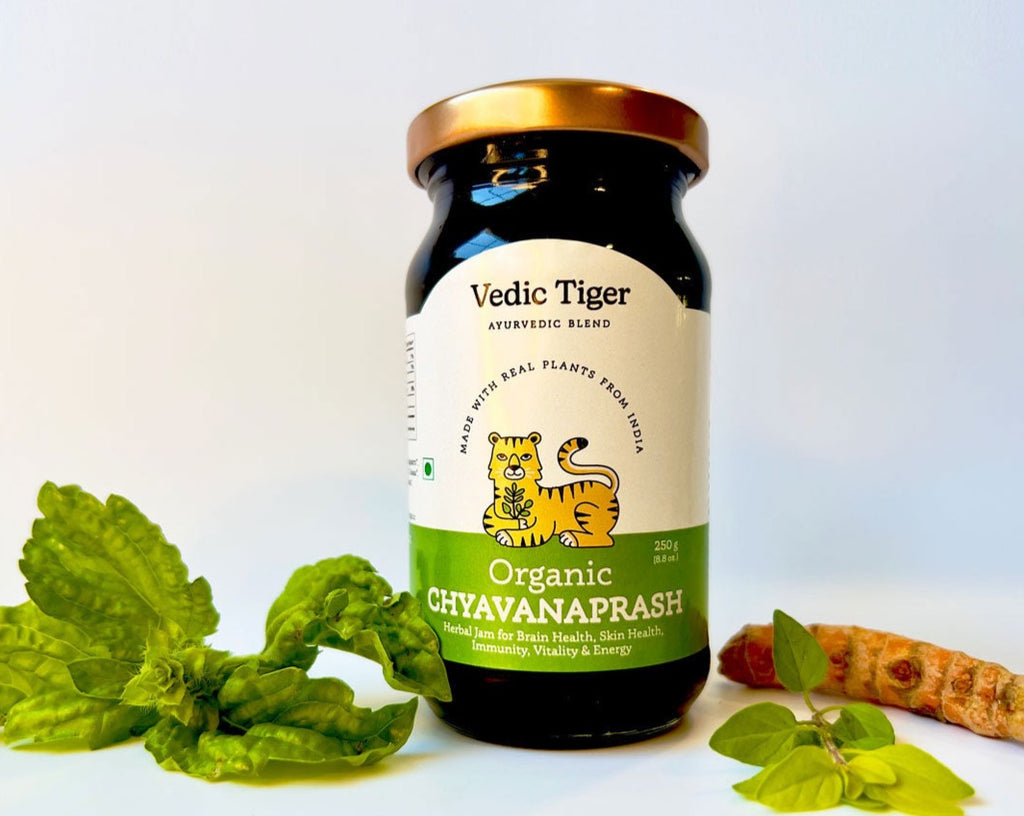 Vedic Tiger's 100% Organic Chywanprash Herbal Superfoods Jam Ayurvedic Natural Supplement for energy longevity skin health brain food immunity
